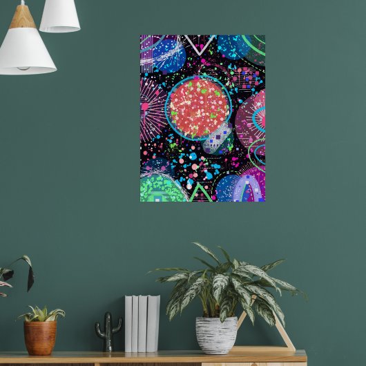 Galaktische Nachbarschaft: Abstrakte Kunst Postkar Poster (Wohnzimmer 1)