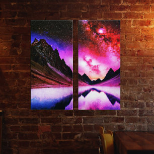 Galaktische Nachtlandschaft der Alien Leinwanddruck
