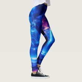 Galaktische Oase: Blauer Nebel Stellar Landschaft Leggings