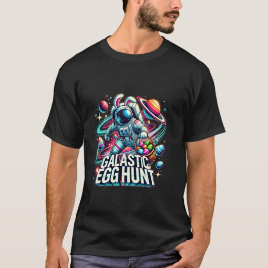 Galaktische Ostereier Hunt Bunny Astronaut Ostern T-Shirt (Vorderseite)