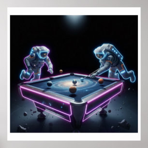 Galaktische Poolnacht – Astronauten spielen kosmis Poster