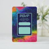 Galaktische SCI-Fi-Hochzeit RSVP Karte (Stehend Vorderseite)