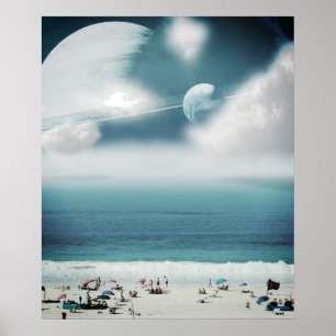 Galaktische Strand-Surrealismus-Foto Bild Poster