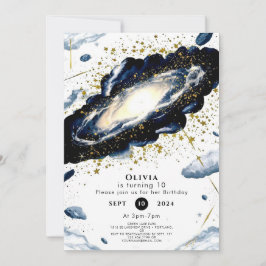 Galaktische Waterfarbe Geburtstag Einladung