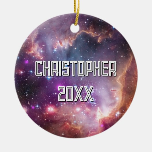 Galaktische Weltraumtechnik Lila Keramik Ornament (Vorne)