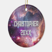 Galaktische Weltraumtechnik Lila Keramik Ornament (Links)