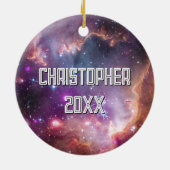 Galaktische Weltraumtechnik Lila Keramik Ornament (Hinten)