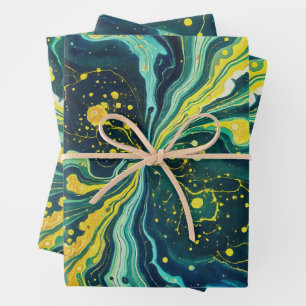 Galaktische Wirbel in lebendigen Farben 1 Geschenkpapier Set