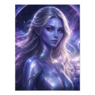 Galaktischer Agent - Kosmisches Frauen-Fantasiepor Fotodruck
