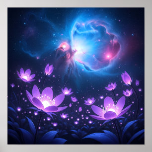 Galaktischer Blüten Garten unter dem kosmischen Li Poster