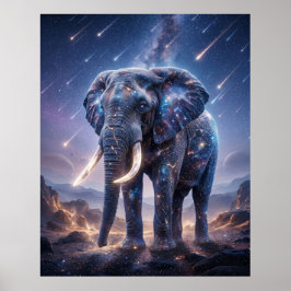 Galaktischer Elefant Sternenfall Himmel Poster