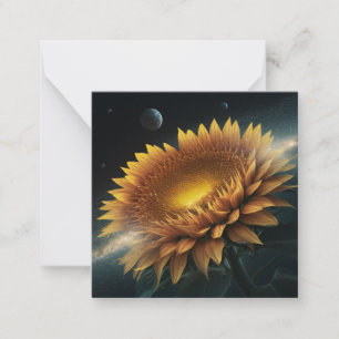 Galaktischer Garten: Surreale Sonnenblumen Kunst,  Mitteilungskarte