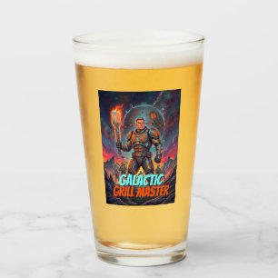 Galaktischer Grillmeister Retro-Sci-Fi-Comic-Art Glas