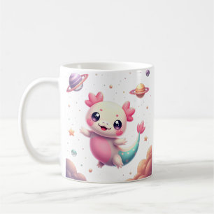 Galaktischer Kawaii Axolotl Weltraum Fantasy Süßes Kaffeetasse