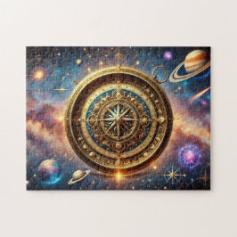 Galaktischer Kompass Himmelsgestirntes Design Puzzle