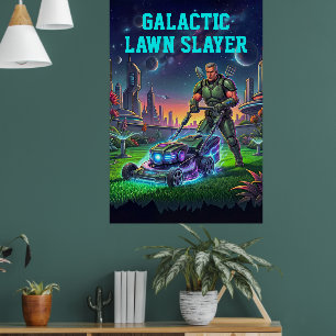 Galaktischer Rasenvernichter Retro-Comic-Weltraum- Poster