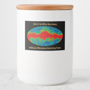 Galaktischer Schleier der Milchstraße über dem WMA Lebensmitteletikett