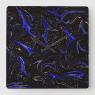 "Galaktischer Strudel: Die blaue und schwarze Welt Quadratische Wanduhr