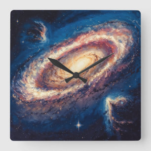 Galaktischer Strudel - Kosmischer Illustrationssti Quadratische Wanduhr