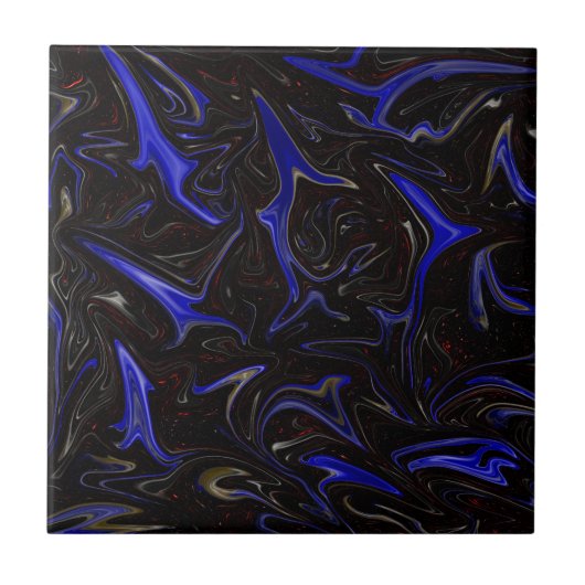 "Galaktischer Swirl: Der blaue und schwarze Marmor Fliese (Vorderseite)
