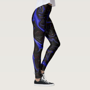 "Galaktischer Swirl: Der blaue und schwarze Marmor Leggings