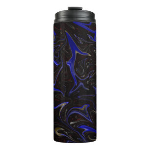 "Galaktischer Swirl: Der blaue und schwarze Marmor Thermosbecher