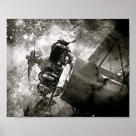 Galaktisches B&W Flugzeugplakat Poster (Vorne)