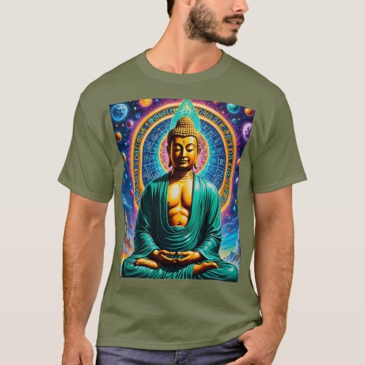 Galaktisches Buddha Zodiac Energy Shirt (Vorderseite)