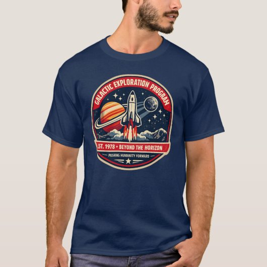 Galaktisches Explorationsprogramm Vintage-Raumfahr T-Shirt (Vorderseite)