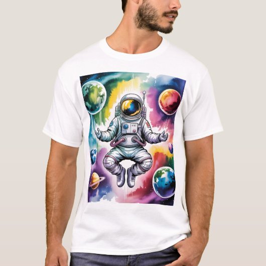 Galaktisches Gleichgewicht - Astronaut und das Uni T-Shirt (Vorderseite)