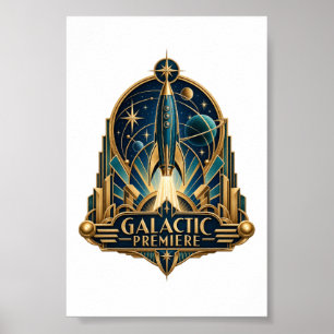 Galaktisches Premiere Art Deco Raketenposter Poster