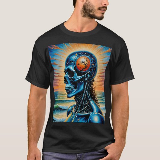 Galaktisches Skull Sunset Ocean Shirt (Vorderseite)