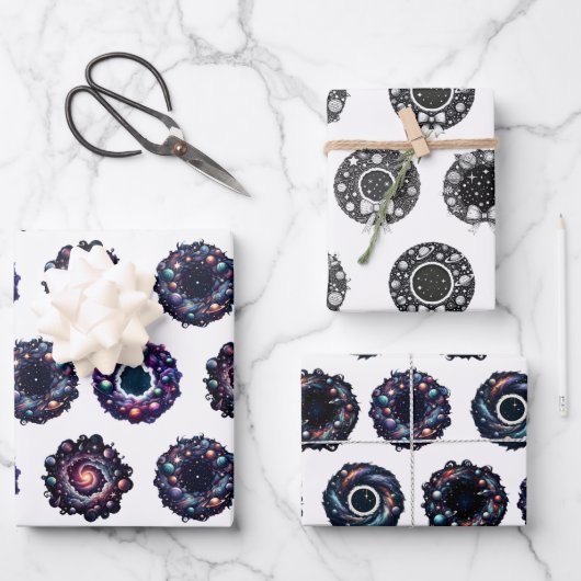 Galaktisches Weihnachtswrapping Paper Set - Celest Geschenkpapier Set (Vorderseite)