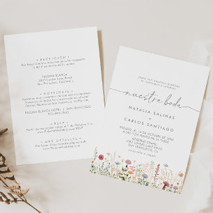 Galant Wildflower Vorne & Hinten Nuestra Boda Einladung