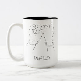 Galantines Custom Besties Geschenk Line gezeichnet Zweifarbige Tasse