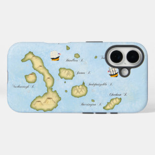 Galapagos Archipel Karte mit Britischen Schiffen iPhone 16 Hülle