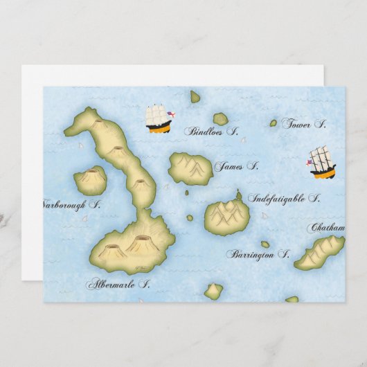 Galapagos Archipel Karte Tropeninseln (Vorne/Hinten)