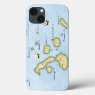 Galapagos Archipel Schöne Karte mit Schiffen Case-Mate iPhone Hülle