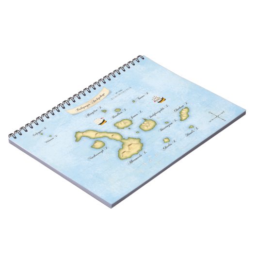 Galapagos Archipelago Schöne Karte mit Schiffen Notizblock (Linke Seite)