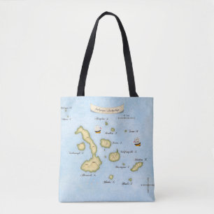 Galapagos Archipelago Schöne Karte mit Schiffen Tasche