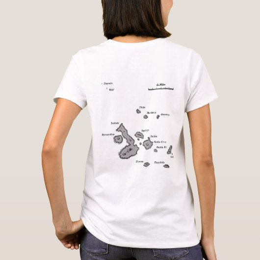 Galapagos-Inselkarte mit GPS-Flughafencode T-Shirt (Rückseite)