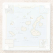 Galapagos-Inseln Karte mit Verziertem Rahmen Glasuntersetzer (Rückseite)