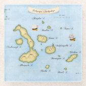 Galapagos Inseln Ornamentierte Karte mit Schiff Glasuntersetzer (Vorderseite)