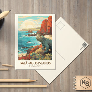 Galapagos-Inseln Reise Kunst Vintage Postkarte