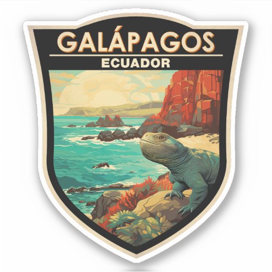 Galapagos Inseln Reisen Art Vintag Aufkleber (Vorderseite)