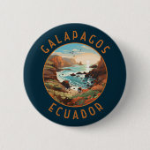 Galapagos-Inseln Retro-Distressiver Kreis Button (Vorderseite)