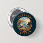 Galapagos-Inseln Retro-Distressiver Kreis Button (Vorne & Hinten)