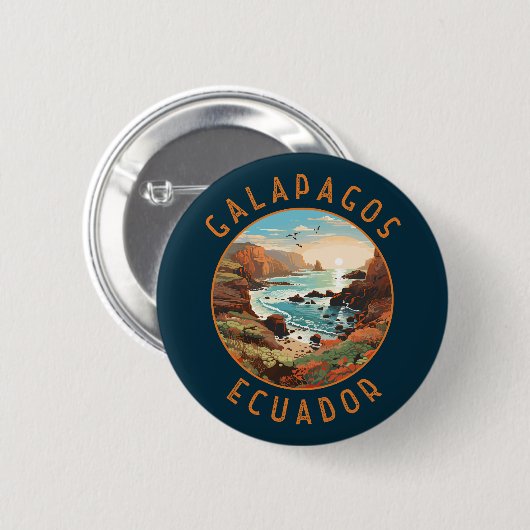 Galapagos-Inseln Retro-Distressiver Kreis Button (Vorne & Hinten)