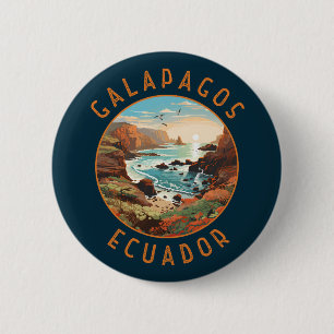 Galapagos-Inseln Retro-Distressiver Kreis Button