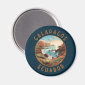 Galapagos-Inseln Retro-Distressiver Kreis Magnet (Vorderseite/Rückseite)